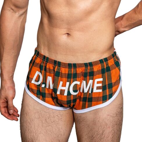 D.M Men's Underwear Boxer Trunks Plaid Woven Cotton Low Rise Cut Fashion Sports Style Booty Lounging Homewear in Saudi Arabia