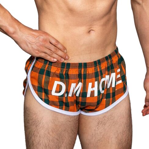 D.M Men's Underwear Boxer Trunks Plaid Woven Cotton Low Rise Cut Fashion Sports Style Booty Lounging Homewear in Saudi Arabia