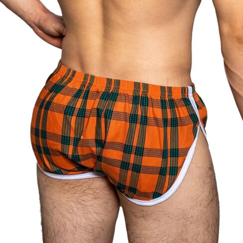 D.M Men's Underwear Boxer Trunks Plaid Woven Cotton Low Rise Cut Fashion Sports Style Booty Lounging Homewear in Saudi Arabia