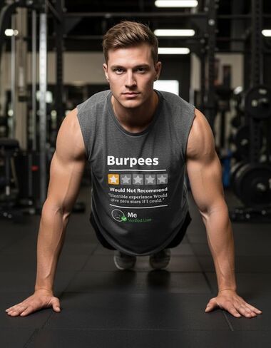 Burpees Reviewed Scoop Bottom Cotton Tank,Novelty Sleeveless T-Shirt,Fitness Heavy Duty Training Tank Top in Saudi Arabia