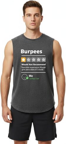 Burpees Reviewed Scoop Bottom Cotton Tank,Novelty Sleeveless T-Shirt,Fitness Heavy Duty Training Tank Top in Saudi Arabia
