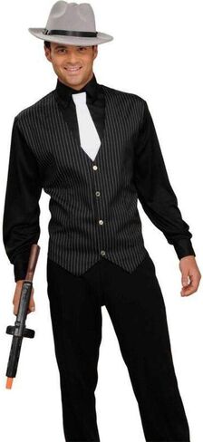 Men's Gangster Shirt, Vest And Tie, Black/White, One Size Costume in Saudi Arabia