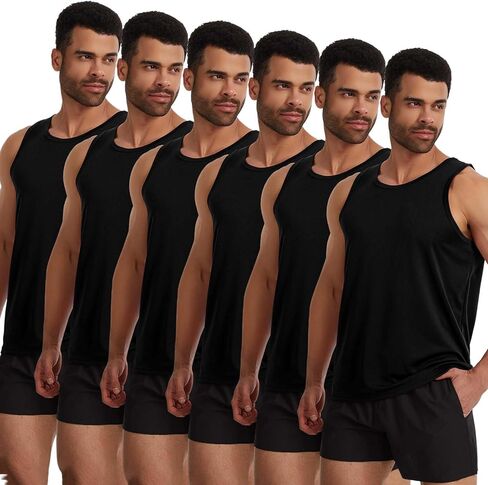 6 Pack Men's Tank Tops Summer Quick Dry Workout Sleeveless Shirts Athletic Gym Muscle Shirts for Bodybuilding in Saudi Arabia