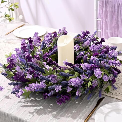 Waipfaru Spring Wreaths for Front Door, 22 Inch Spring Summer Lavender Wreath with Purple Forsythia Flowers for Indoor Outdoor Wall Porch Window Farmhouse Decor in Saudi Arabia