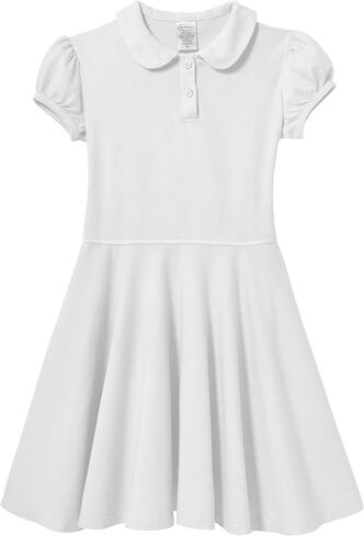 City Threads Little Girls' Peter Pan Collar Cotton Polo Puff Tee Blouse Button Top Dress in Saudi Arabia