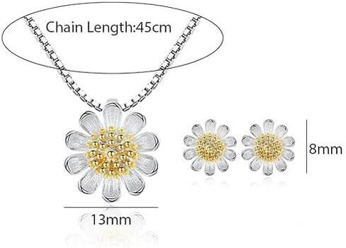 مجموعة مجوهرات ديزي للنساء والفتيات - قلادة ديزي من الفضة الإسترلينية وأقراط وسوار وخاتم قابل للتعديل - هدية مجوهرات زهرة لا تسبب الحساسية لأعياد الميلاد والعطلات والذكرى السنوية والارتداء اليومي in Kuwait