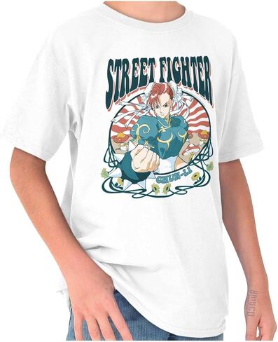 Brisco Brands Street Fighter Chun Li Spring Foliage Crewneck T Shirts Boy Girl in Saudi Arabia