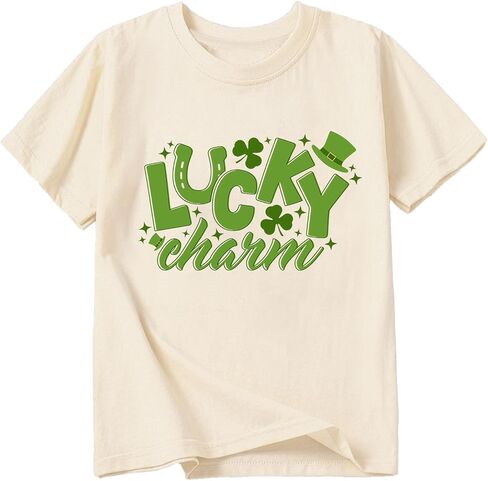 Toddler Boy Girl St Patrick's Day Shirts Lucky Tshirts Cotton Short Sleeve Tees 3-13 Years in Saudi Arabia