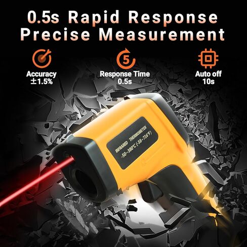 Digital Infrared Thermometer Gun for Cooking,BBQ,Pizza Oven, Infrared Thermometer Laser with Backlight,-58℉~712℉(-50℃~380℃) Handheld Non Contact Heat Laser Temperature Gun (Not for Human) in Kuwait