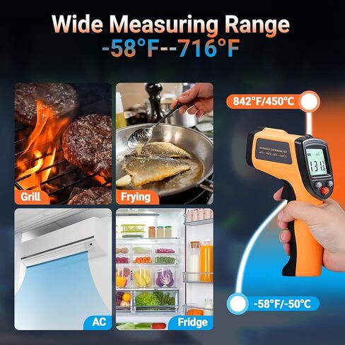 Digital Infrared Thermometer Gun for Cooking,BBQ,Pizza Oven, Infrared Thermometer Laser with Backlight,-58℉~712℉(-50℃~380℃) Handheld Non Contact Heat Laser Temperature Gun (Not for Human) in Kuwait