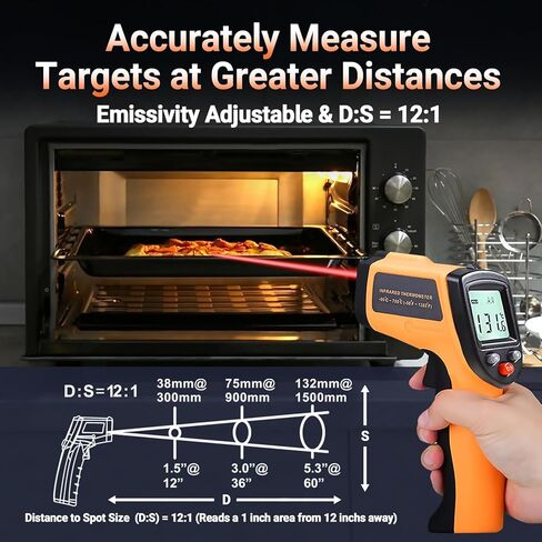 Digital Infrared Thermometer Gun for Cooking,BBQ,Pizza Oven, Infrared Thermometer Laser with Backlight,-58℉~712℉(-50℃~380℃) Handheld Non Contact Heat Laser Temperature Gun (Not for Human) in Kuwait