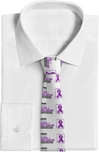 Drug Alcohol Addiction Recovery Awareness Ties Neckties Men'S Neck Tie Holiday Necktie Gifts Decor For Wedding Party Date, Black in Saudi Arabia