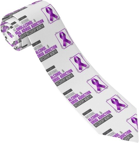 Drug Alcohol Addiction Recovery Awareness Ties Neckties Men'S Neck Tie Holiday Necktie Gifts Decor For Wedding Party Date, Black in Saudi Arabia