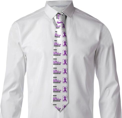Drug Alcohol Addiction Recovery Awareness Ties Neckties Men'S Neck Tie Holiday Necktie Gifts Decor For Wedding Party Date, Black in Saudi Arabia