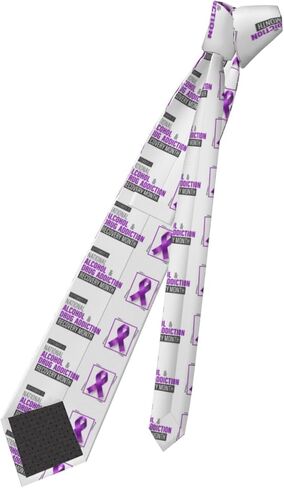 Drug Alcohol Addiction Recovery Awareness Ties Neckties Men'S Neck Tie Holiday Necktie Gifts Decor For Wedding Party Date, Black in Saudi Arabia