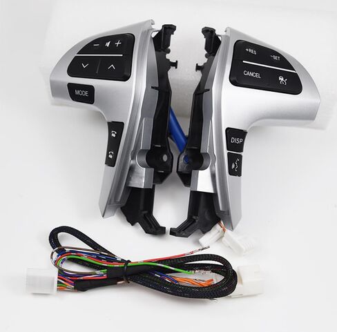 Steering Wheel Mounted Cruise Control Switch Butto Auto Steering Wheel Audio Control Button Switch/Fit for Toyota HILUX VIGO Corolla Camry Highlander INNOVA(Silver Black high) in Saudi Arabia