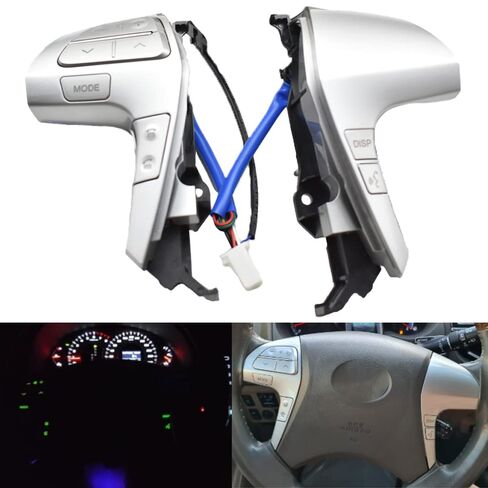 Steering Wheel Mounted Cruise Control Switch Butto Auto Steering Wheel Audio Control Button Switch/Fit for Toyota Highlander ASU40 2009-2015 84250-0E220 84250-0E120 84250-0K020(Silver-L Switch) in Saudi Arabia
