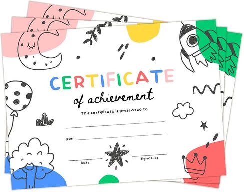 شهادات إنجاز جاردن سيتي للأطفال، شهادات جوائز 8x11، شهادات جوائز الطلاب الفارغة للفصول المدرسية، المنزل، مرحلة ما قبل المدرسة ورياض الأطفال، التخرج (25 حزمة) in Kuwait