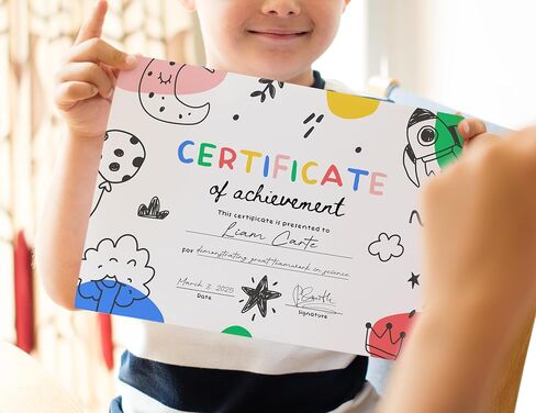 شهادات إنجاز جاردن سيتي للأطفال، شهادات جوائز 8x11، شهادات جوائز الطلاب الفارغة للفصول المدرسية، المنزل، مرحلة ما قبل المدرسة ورياض الأطفال، التخرج (25 حزمة) in Kuwait