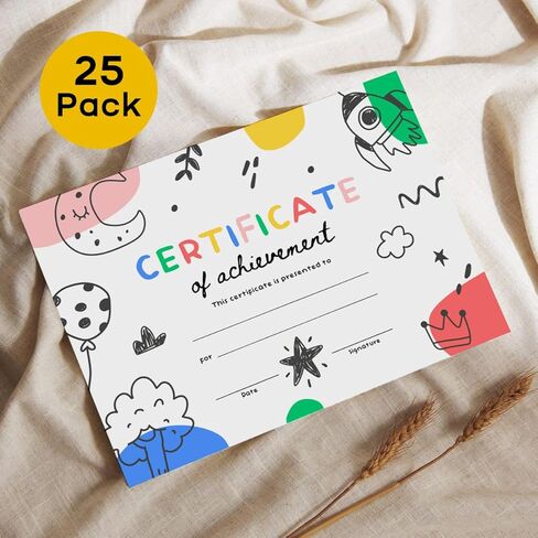 شهادات إنجاز جاردن سيتي للأطفال، شهادات جوائز 8x11، شهادات جوائز الطلاب الفارغة للفصول المدرسية، المنزل، مرحلة ما قبل المدرسة ورياض الأطفال، التخرج (25 حزمة) in Kuwait