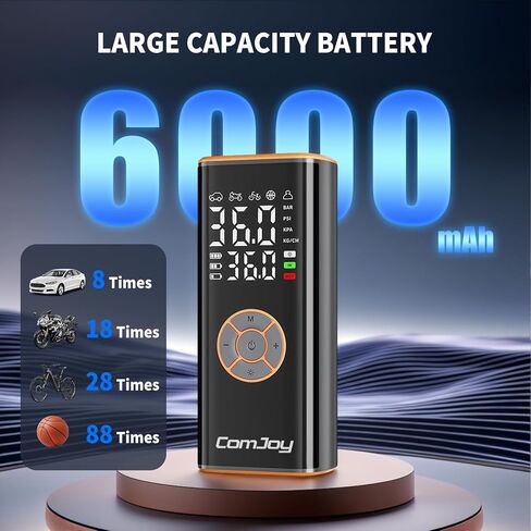 Tire Inflator Portable Air Compressor, Cordless Air Pump for Car Tires, Rechargeable Auto Tire Inflator for Car Motorcycle Bike Ball, Electric Auto Shutoff Car Tire Pump with Digital Gauge & LED Light in Saudi Arabia