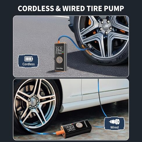 Tire Inflator Portable Air Compressor, Cordless Air Pump for Car Tires, Rechargeable Auto Tire Inflator for Car Motorcycle Bike Ball, Electric Auto Shutoff Car Tire Pump with Digital Gauge & LED Light in Saudi Arabia