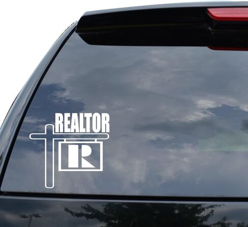 Realtor Real Estate Decal Sticker Car Truck Motorcycle Window Bumper Laptop Wall Decor - Size (05 inch / 13 cm Wide) - Color (Gloss RED) in Saudi Arabia
