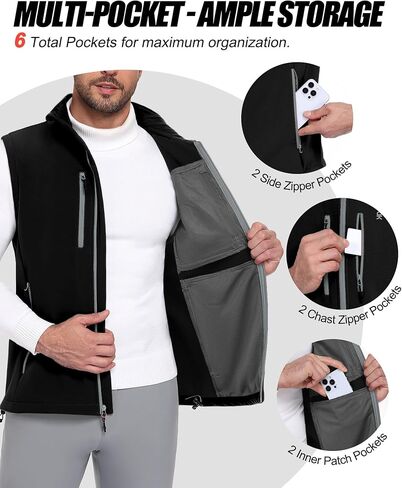 Little Donkey Andy Men's Lightweight Fleece Softshell Vest Windproof Sleeveless Jacket Outerwear with Zipper Pockets in Saudi Arabia