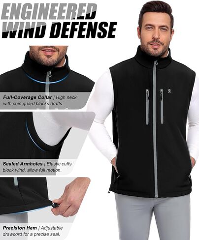 Little Donkey Andy Men's Lightweight Fleece Softshell Vest Windproof Sleeveless Jacket Outerwear with Zipper Pockets in Saudi Arabia