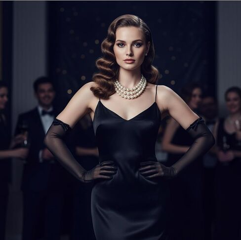 قفازات نسائية طويلة شفافة سوداء قابلة للتمدد مع عقدة من الساتان، قفازات شبكية من التول بطول الكوع للنساء لحفلات الزفاف وحفلات الكوكتيل وأوبرا العشرينيات من القرن العشرين وحفلات الهالوين in Kuwait