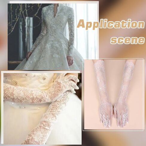 WADORN 2 Colors Women's Long Lace Floral Gloves, Sheer Mesh Tulle Elbow Black White Long Floral Lace Gloves Wedding Bridal Formal Dress Costume Accessory for Opera Party Cosplay Masquerade Tea Party in Saudi Arabia