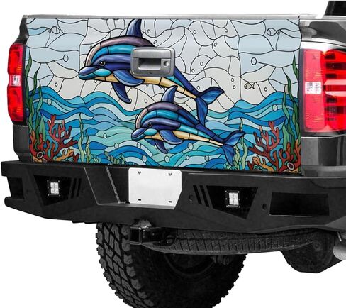 ThangPham Shop Dolphin Couple Truck Tailgate Wrap – Truck Tailgate Wrap with Love Theme in Saudi Arabia