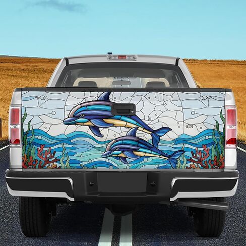 ThangPham Shop Dolphin Couple Truck Tailgate Wrap – Truck Tailgate Wrap with Love Theme in Saudi Arabia