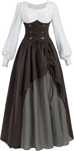 FCCAM Victorian Dress for Women 1800s Edwardian Dress Ball Gown with Pockets Renaissance Costume in Saudi Arabia