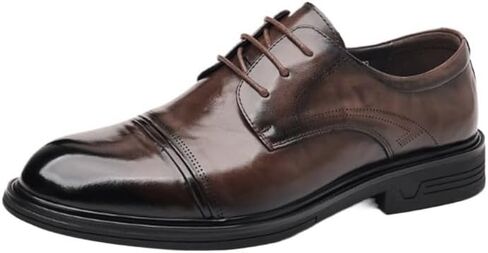 Men's Oxford Shoes Lace-Up Low Top Shoes Round Toe Wedge Flat Leather Shoes Round Toe Hand-Stitched Polished Craft Non-Slip Breathable Comfortable for Formal Casual Wear in Saudi Arabia