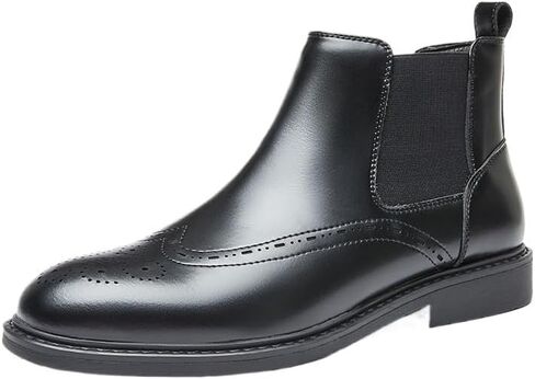 British Hollow Embossed Casual Business Short Boots With Round Toe Oxford Wingtip Lace Up Retro Slip On Wear-resistant Sole in Saudi Arabia