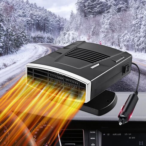 Car Heater,12V Portable Car Heater Portable Car Heater for Vehicle, 12V Car Heater Portable Portable Heater for Car, 360° Rotatable Car Defroster Windshield Heater (Black Silver) in Saudi Arabia