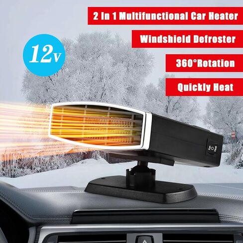 Car Heater,12V Portable Car Heater Portable Car Heater for Vehicle, 12V Car Heater Portable Portable Heater for Car, 360° Rotatable Car Defroster Windshield Heater (Black Silver) in Saudi Arabia