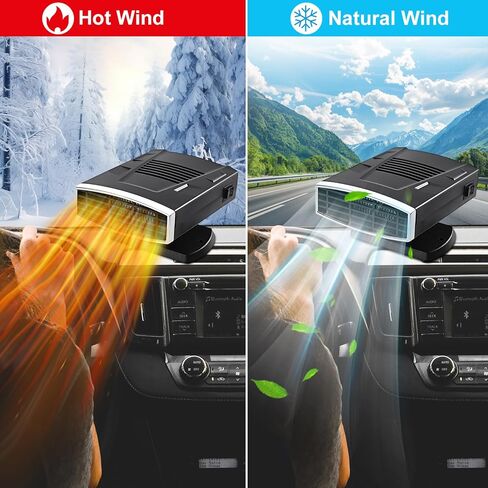 Car Heater,12V Portable Car Heater Portable Car Heater for Vehicle, 12V Car Heater Portable Portable Heater for Car, 360° Rotatable Car Defroster Windshield Heater (Black Silver) in Saudi Arabia