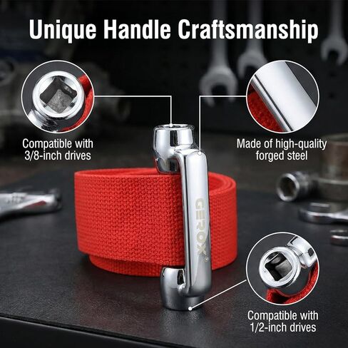 Gerox Heavy-duty belt-type oil filter wrench | Oil filter removal tool | Suitable for narrow areas | For installing and removing engine filters, oil pipes, and joints | Anti-slip and adjustable in Saudi Arabia