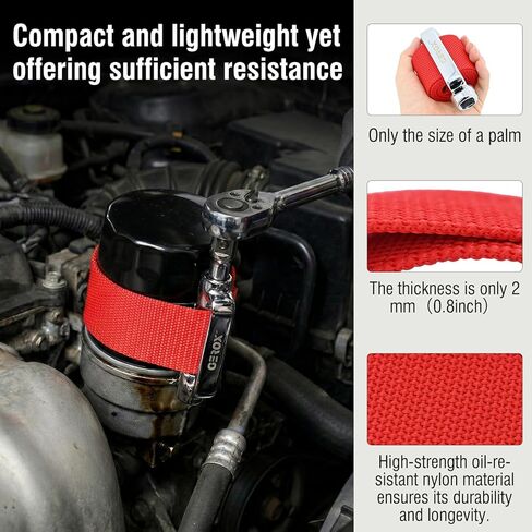 Gerox Heavy-duty belt-type oil filter wrench | Oil filter removal tool | Suitable for narrow areas | For installing and removing engine filters, oil pipes, and joints | Anti-slip and adjustable in Saudi Arabia