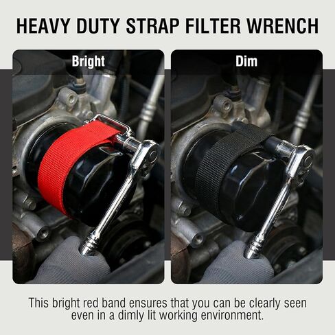 Gerox Heavy-duty belt-type oil filter wrench | Oil filter removal tool | Suitable for narrow areas | For installing and removing engine filters, oil pipes, and joints | Anti-slip and adjustable in Saudi Arabia