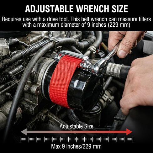 Gerox Heavy-duty belt-type oil filter wrench | Oil filter removal tool | Suitable for narrow areas | For installing and removing engine filters, oil pipes, and joints | Anti-slip and adjustable in Saudi Arabia