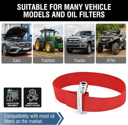 Gerox Heavy-duty belt-type oil filter wrench | Oil filter removal tool | Suitable for narrow areas | For installing and removing engine filters, oil pipes, and joints | Anti-slip and adjustable in Saudi Arabia