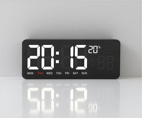 PUSOKEI WiFi Wall Clock with Temperature Humidity Display, Auto Time Correction Digital Timer with Remote for Home Gym Office, Countdown Stopwatch Alarm in Saudi Arabia