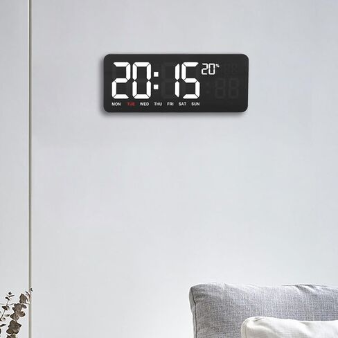 PUSOKEI WiFi Wall Clock with Temperature Humidity Display, Auto Time Correction Digital Timer with Remote for Home Gym Office, Countdown Stopwatch Alarm in Saudi Arabia