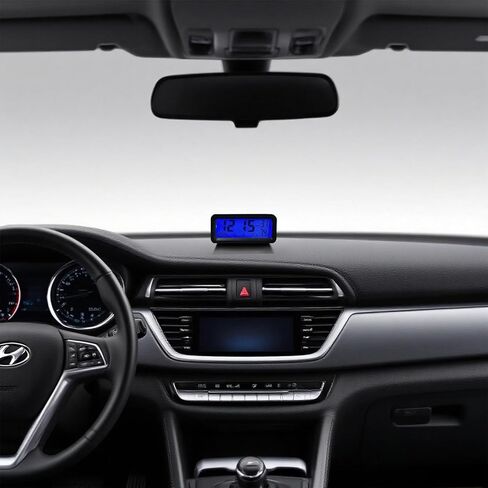 Digital Dashboard Clock for Vehicles, Solar-Powered LCD with Temperature & Humidity Display, Easy Installation in Kuwait