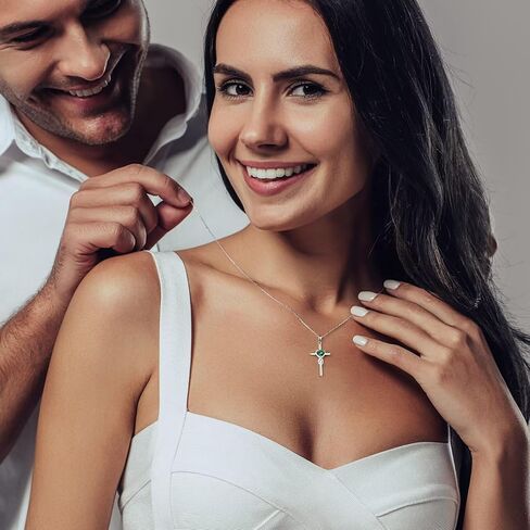 Iefil Easter Gifts for Women Wife - Cross Necklace for Women, 925 Sterling Silver Birthstone Necklace in Saudi Arabia