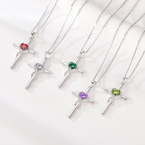 Iefil Easter Gifts for Women Wife - Cross Necklace for Women, 925 Sterling Silver Birthstone Necklace in Saudi Arabia