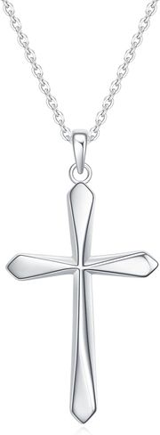 Rnivida 925 Sterling Silver Cross Pendant Necklace, Simple Cross Jewelry Gift for Women in Saudi Arabia